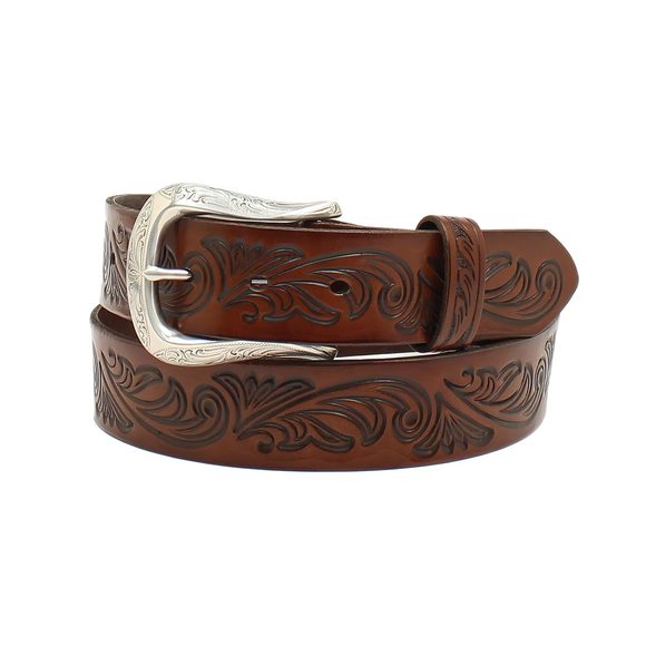 Women\'s Floral Embossed Interchangeable Belt, Brown, Medium🐋